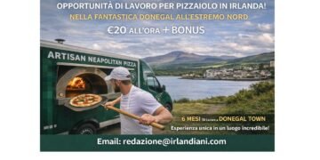 Furgone con forno per pizza immerso nello splendido paesaggio del Donegal, all’estremo Nord dell’Irlanda.