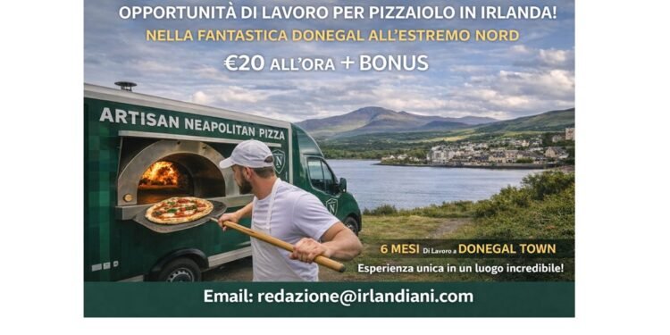 Furgone con forno per pizza immerso nello splendido paesaggio del Donegal, all’estremo Nord dell’Irlanda.