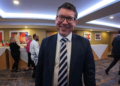 Il senatore irlandese Ronan Mullen durante le celebrazioni dell'80° Anniversario della Repubblica Italiana organizzate dall'Ambasciata d'Italia in Irlanda a Dublino.