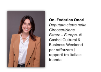 L'On. Federica Onori, deputata della Camera dei Deputati e componente della III Commissione Affari Esteri e Comunitari, durante il Cashel Cultural & Business Weekend 2026 a Cashel, in Contea di Tipperary. La sua partecipazione ha conferito ulteriore rilievo istituzionale all'iniziativa dedicata al rafforzamento delle relazioni culturali, economiche e istituzionali tra Italia e Irlanda, con un significativo richiamo alla memoria della Nave Arandora Star.