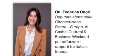 L'On. Federica Onori, deputata della Camera dei Deputati e componente della III Commissione Affari Esteri e Comunitari, durante il Cashel Cultural & Business Weekend 2026 a Cashel, in Contea di Tipperary. La sua partecipazione ha conferito ulteriore rilievo istituzionale all'iniziativa dedicata al rafforzamento delle relazioni culturali, economiche e istituzionali tra Italia e Irlanda, con un significativo richiamo alla memoria della Nave Arandora Star.