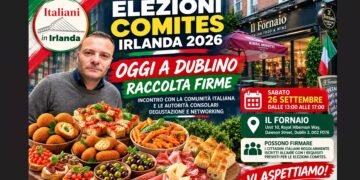 Massimo Santafede presenta l’appuntamento Massimo Santafede presenta l’incontro di oggi dedicato alle Elezioni COMITES Irlanda 2026: dalle 13 alle 17 a Il Fornaio, in Dawson Street, raccolta firme e degustazione italiana gratuita per i partecipanti. Foto 3 – Le specialità italiane in vetrina